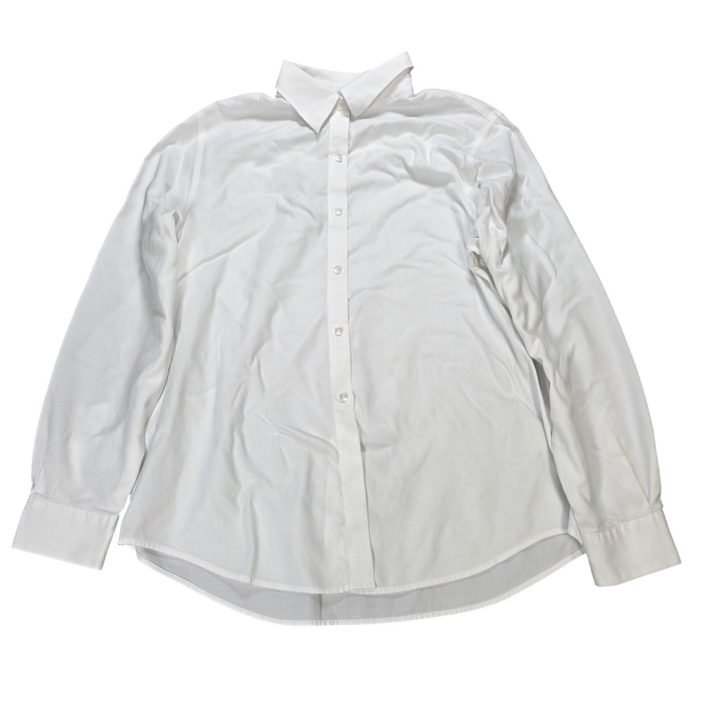 Vintage Talbots Wrinkle Resistant Shirt Women's Size 14 White Button Down Cotton
